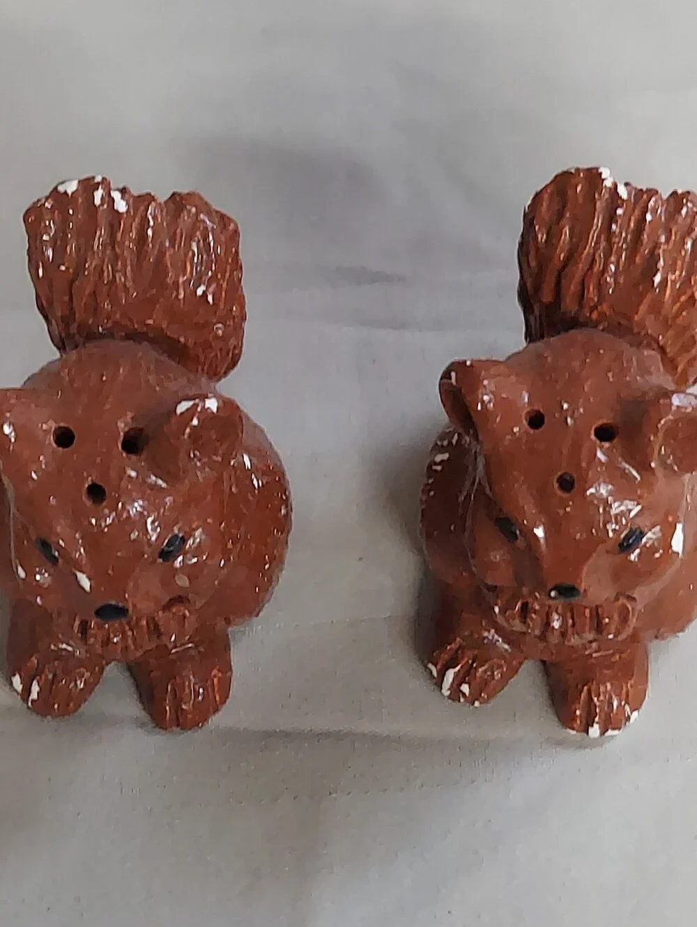 Vintage Mid-Century Chalkware Squirrel Salt & Pepper Shakers Set